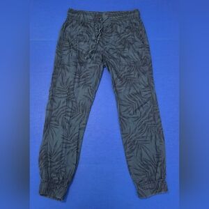 Leaf Print Pants Dark Blue
